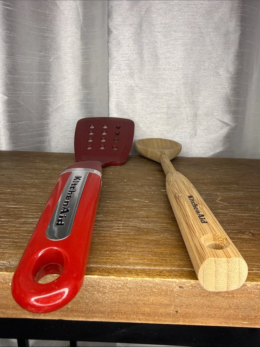 KitchenAid Empire Red Spatula & Bamboo Wooden Spoon